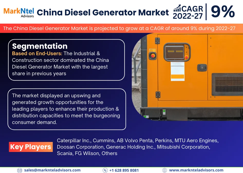 China Diesel Generator Market to Witness CAGR of around 9% Growth Between 2022 and 2027