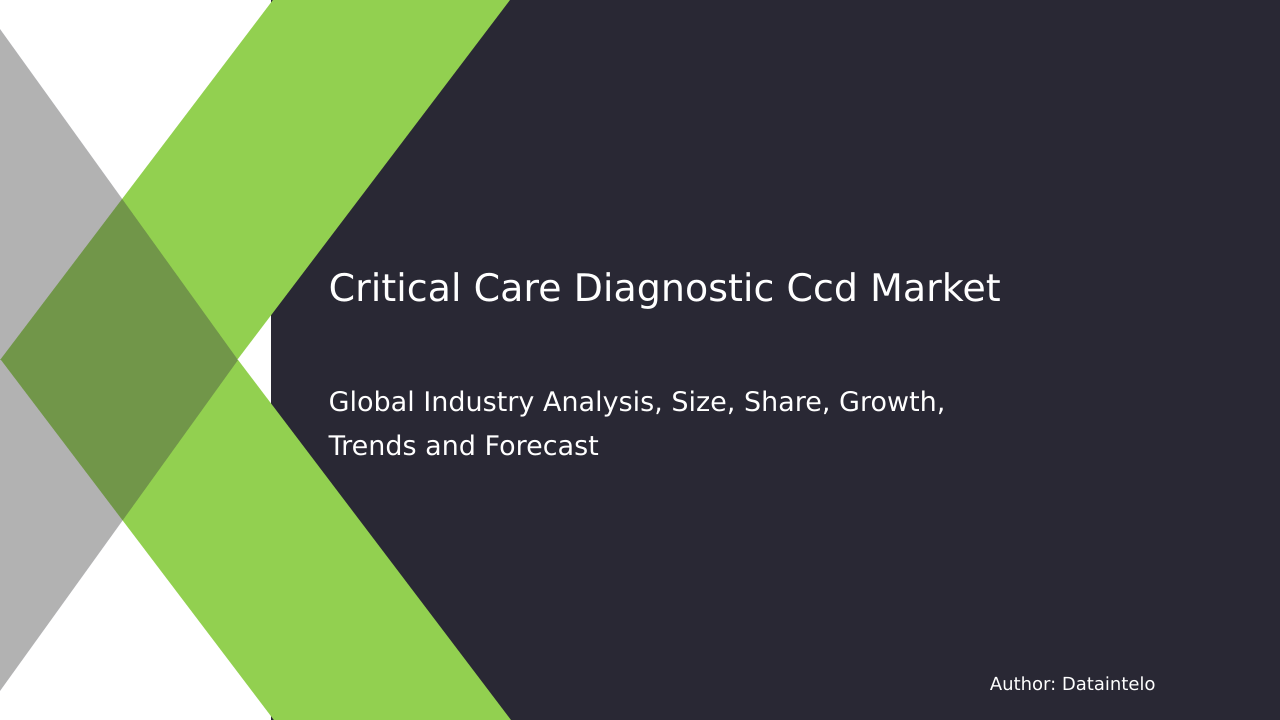 Critical Care Diagnostic CCD Market: Emerging Opportunities, 2032